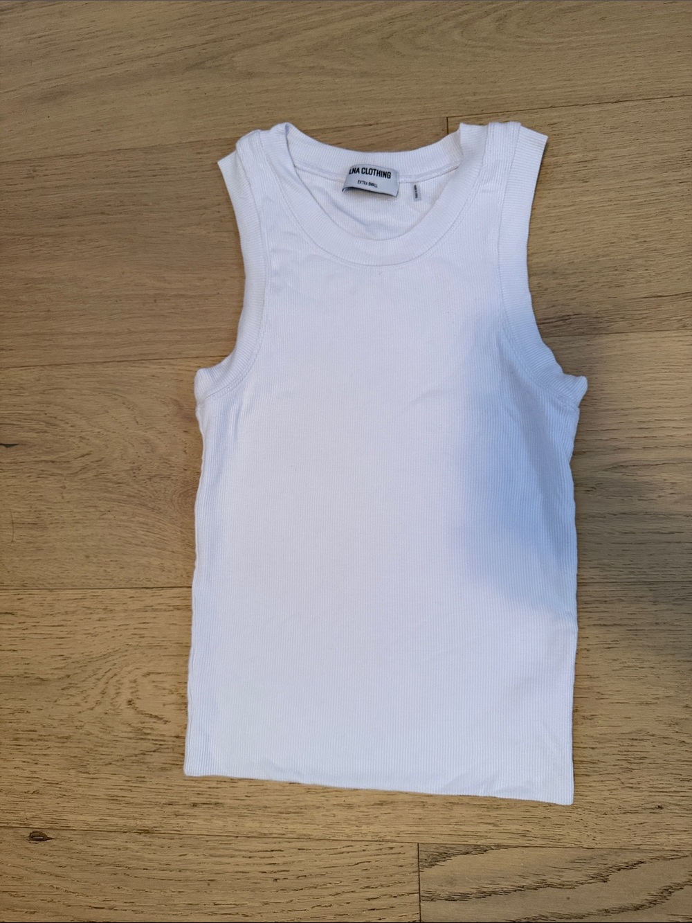 LNA White Ribbed Tank Top -
